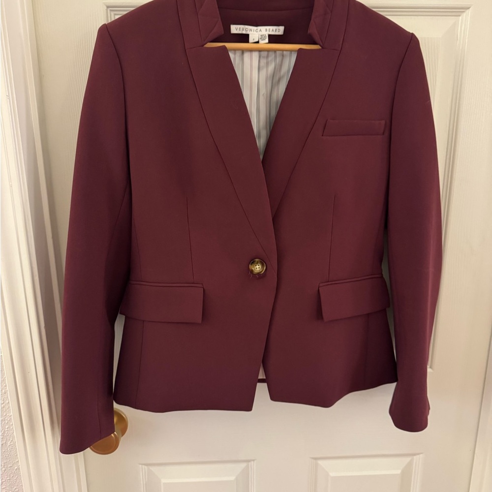 Veronica Beard - Farley Burgundy Stand Collar Dickie Jacket